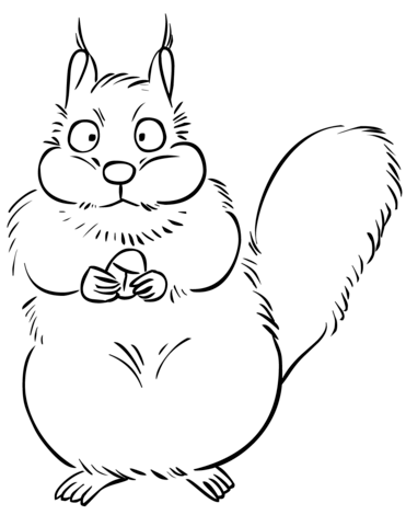 Cartoon Squirrel With Acorn Coloring Page